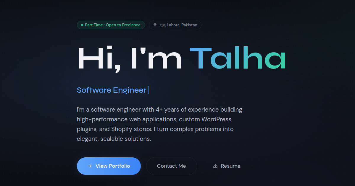 Talha Software Talha Javed | Software Engineer & WordPress Developer